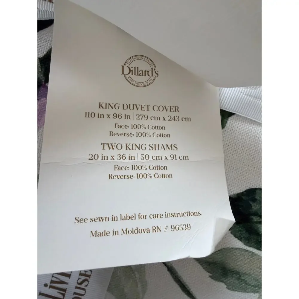 Southern Living Design House Cariana King Duvet Cover Mini Set 3 PC $249 NWT